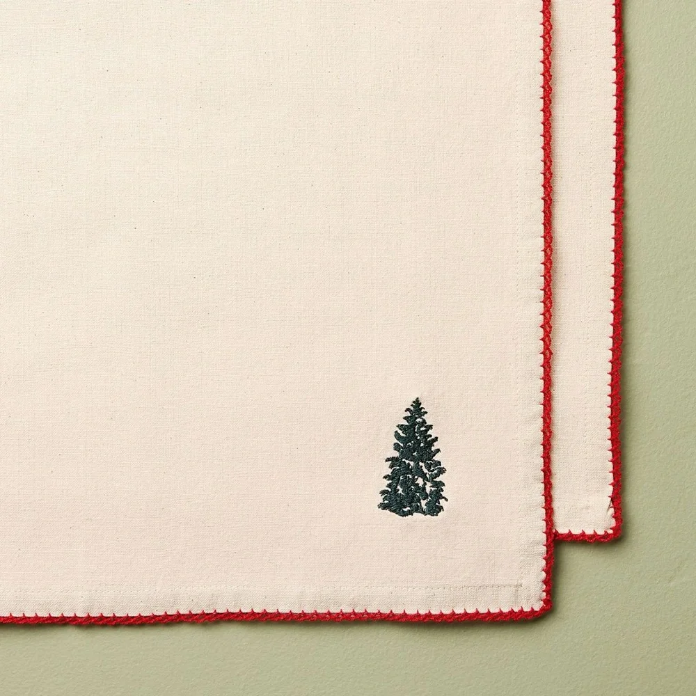 4pc Trim Cloth Napkins Natural/Red - Hearth & Hand™ with Magnolia
